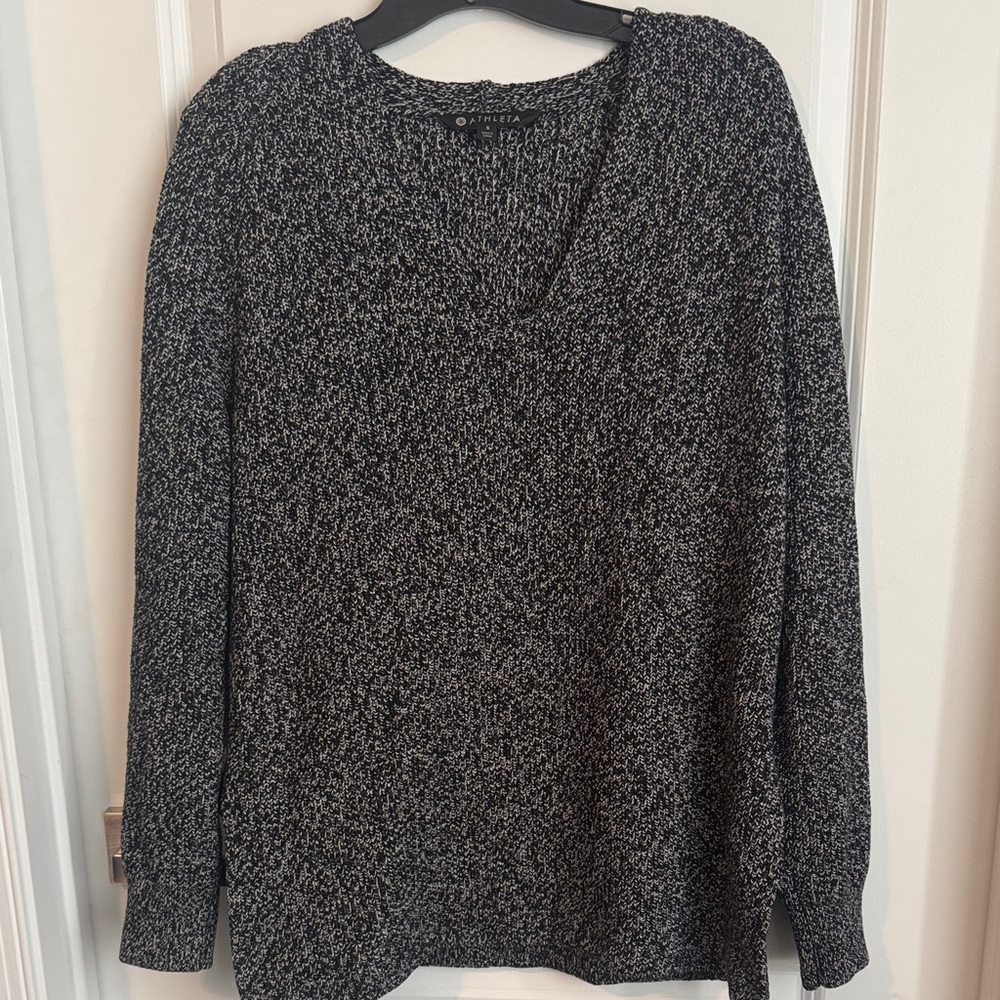 Athleta Black and White V-Neck Sweater